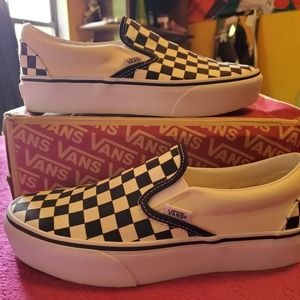 VANS CHECKERBOARD PLATFORM SLIP ON 8.5